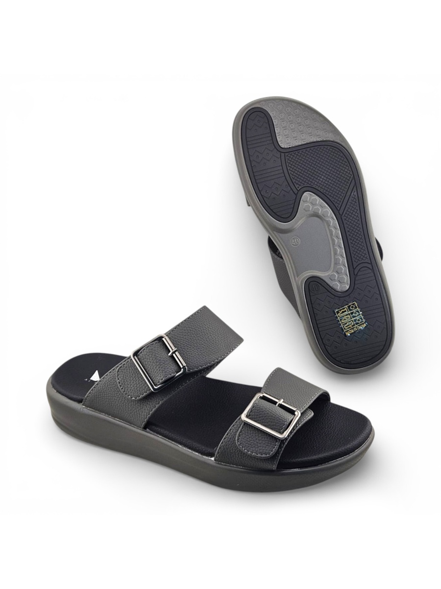 Men Grey Comfort Sandals with Adjustable Buckles
