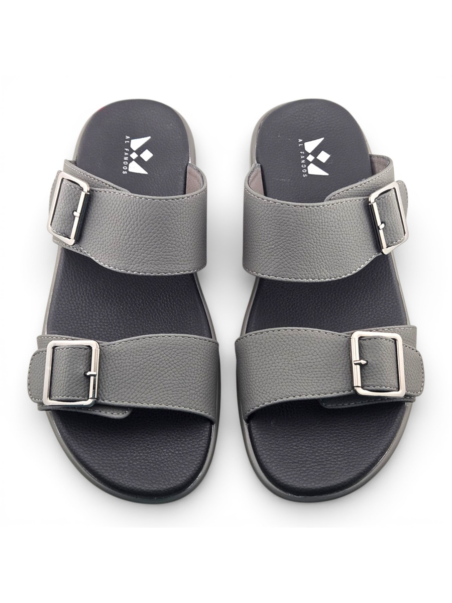 Men Grey Comfort Sandals with Adjustable Buckles