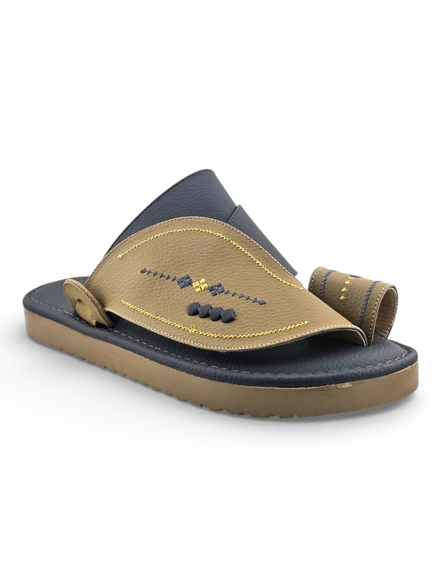 Men Cream and Navy Dual-Tone Casual Sandals