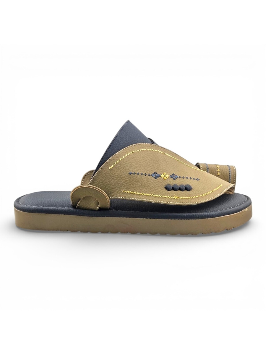 Men Cream and Navy Dual-Tone Casual Sandals