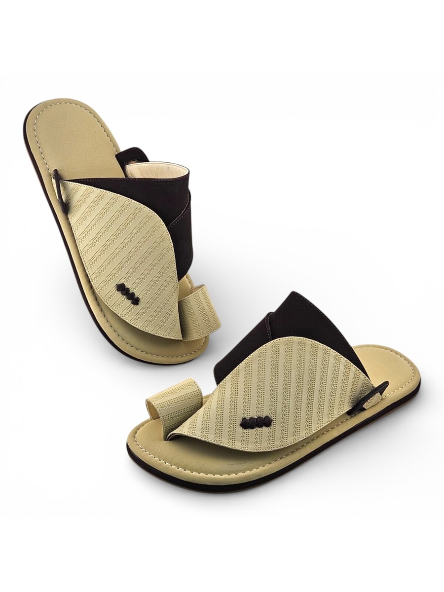 Men Cream Arabic Sandals - Soft and Stylish Footwear