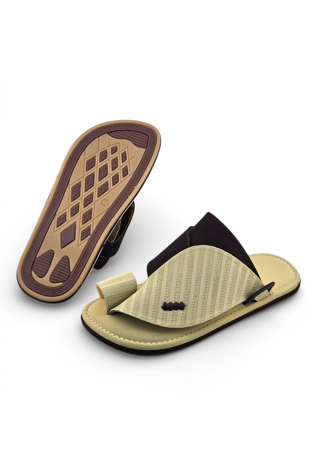 Men Cream Arabic Sandals - Soft and Stylish Footwear