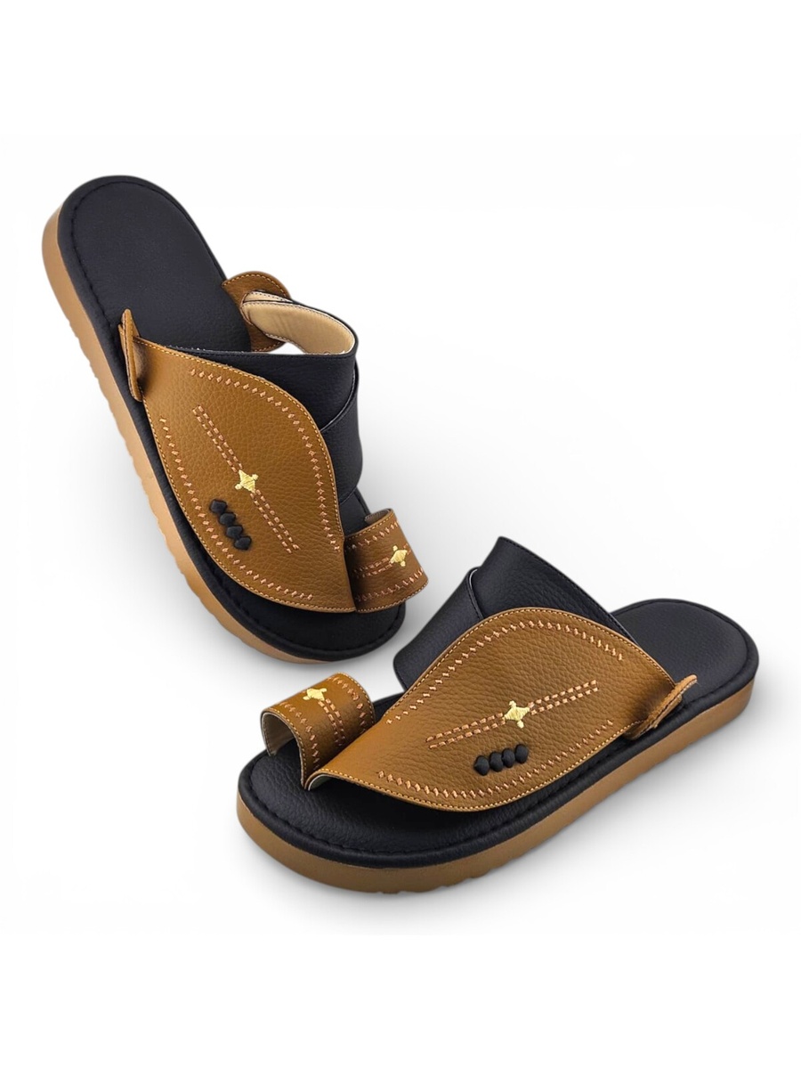 Men Mustard Leather Casual Sandals Comfort