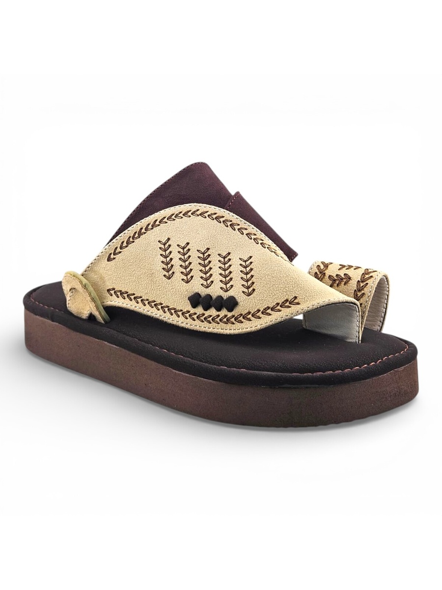 Boys Brown Toe-Post Comfort Arabic Slippers