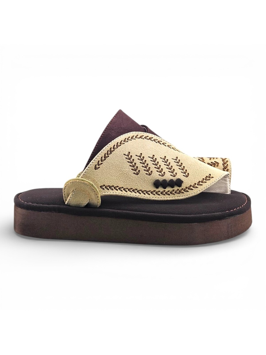 Boys Brown Toe-Post Comfort Arabic Slippers
