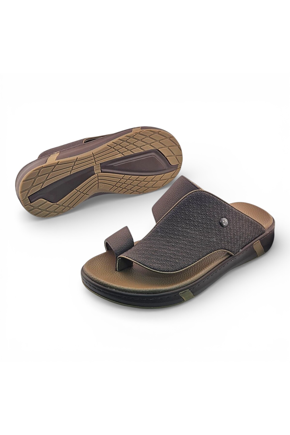 Men Coffee Brown Casual Sandals - Traditional Arab Design
