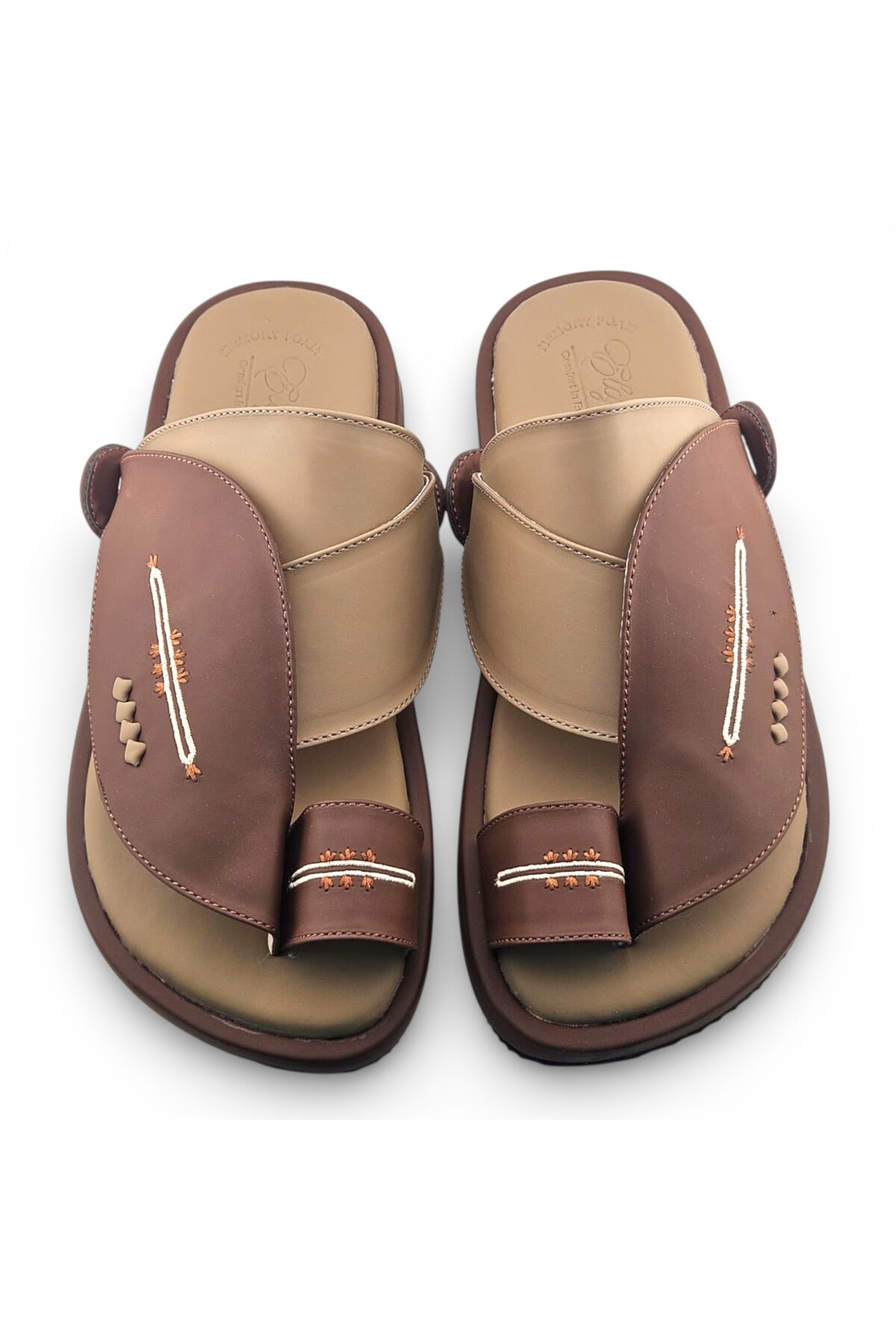 Men Brown Leather Thong Sandals