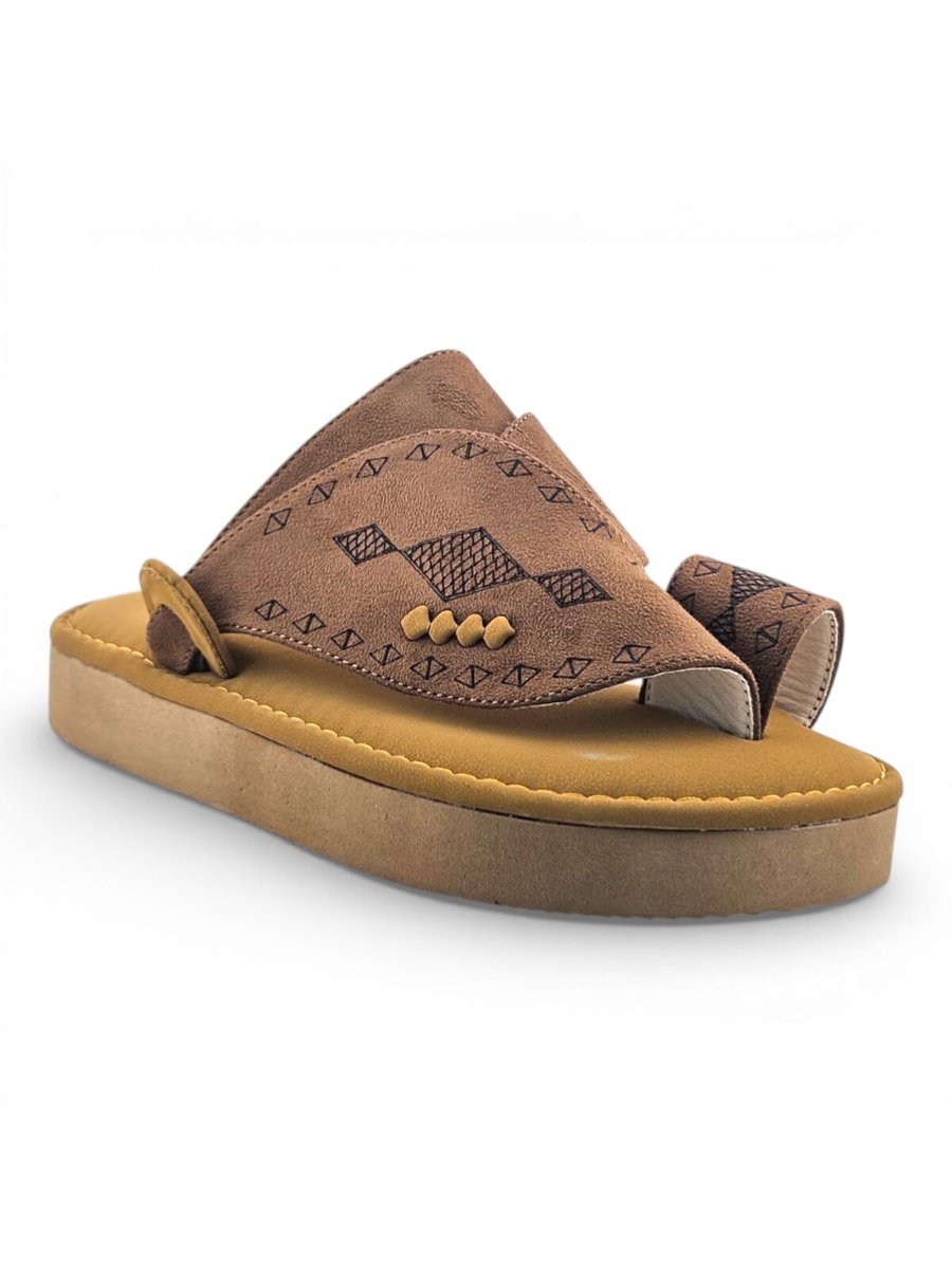 Boys Tan Toe-Post Comfort Arabic Slippers