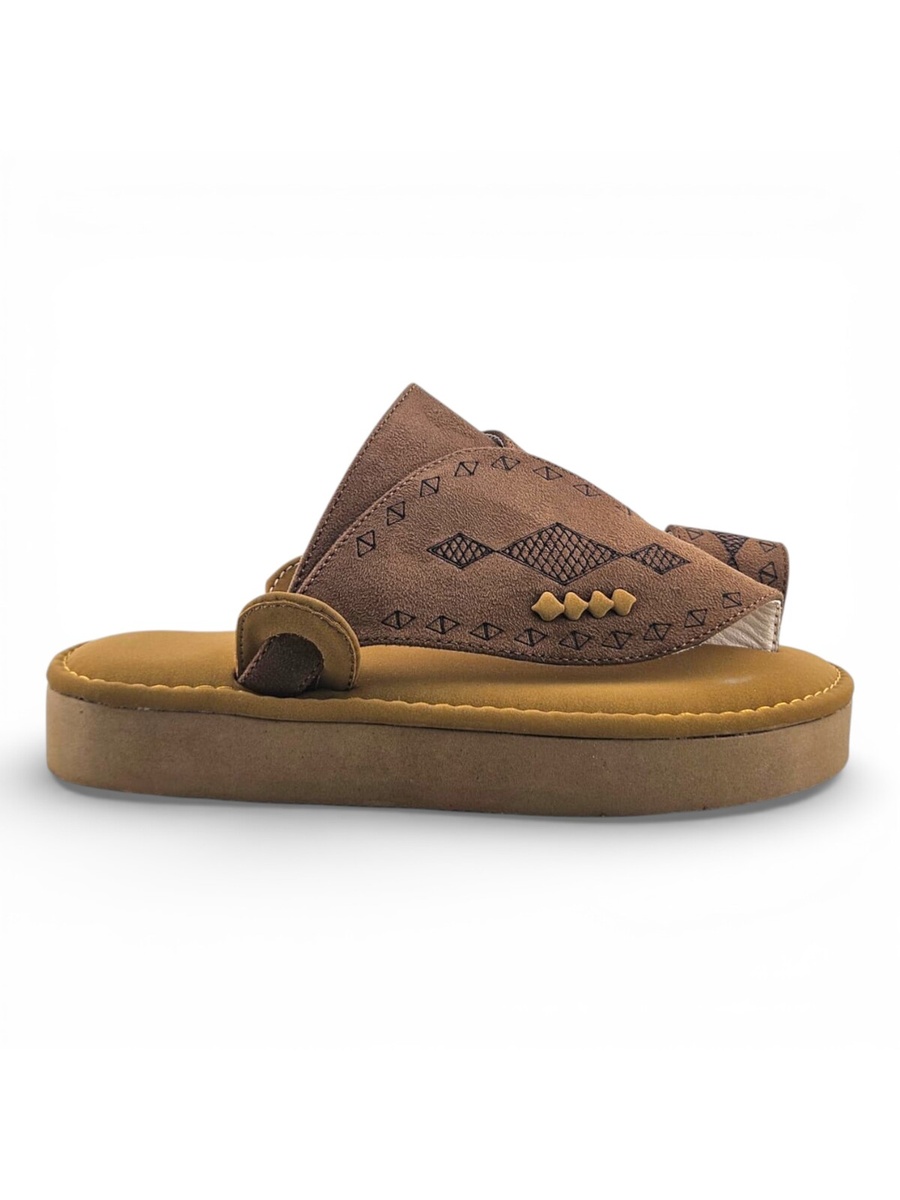 Boys Tan Toe-Post Comfort Arabic Slippers