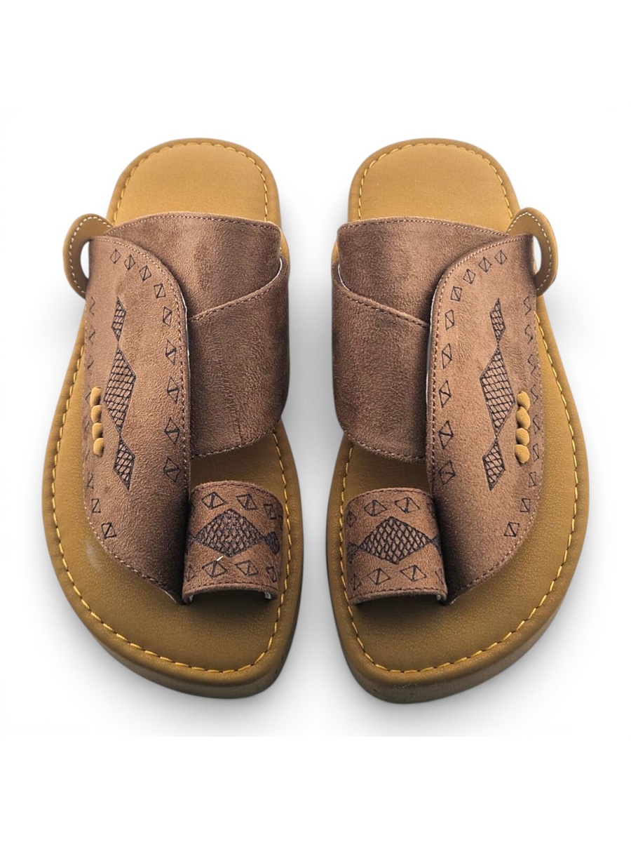 Boys Tan Toe-Post Comfort Arabic Slippers