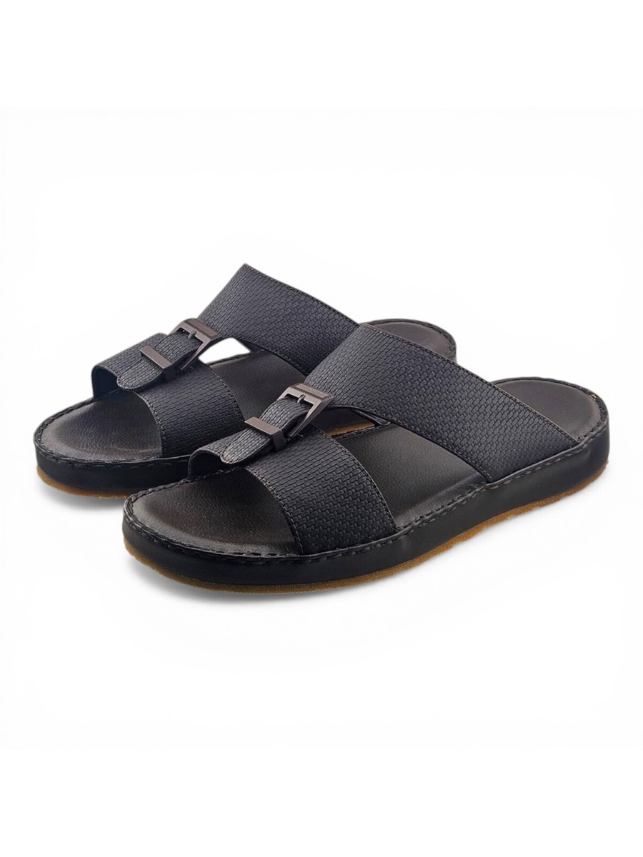 Men Brown Comfort Sandals with Textured Strap