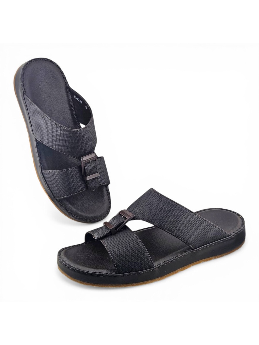 Men Brown Comfort Sandals with Textured Strap