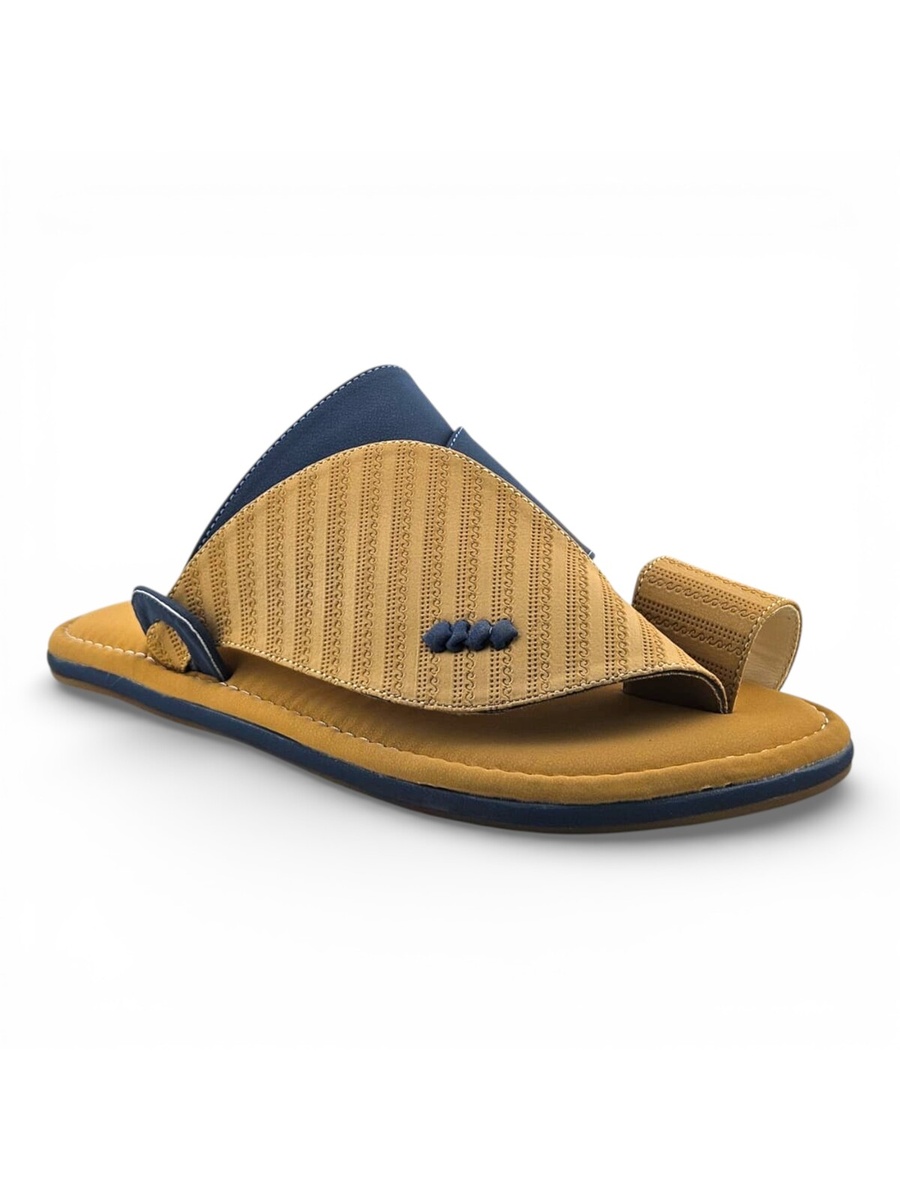 Men Beige Perforated Arabic Sandals