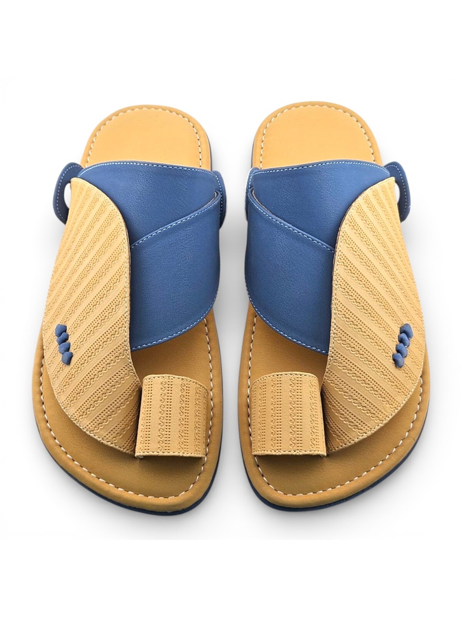 Men Beige Perforated Arabic Sandals
