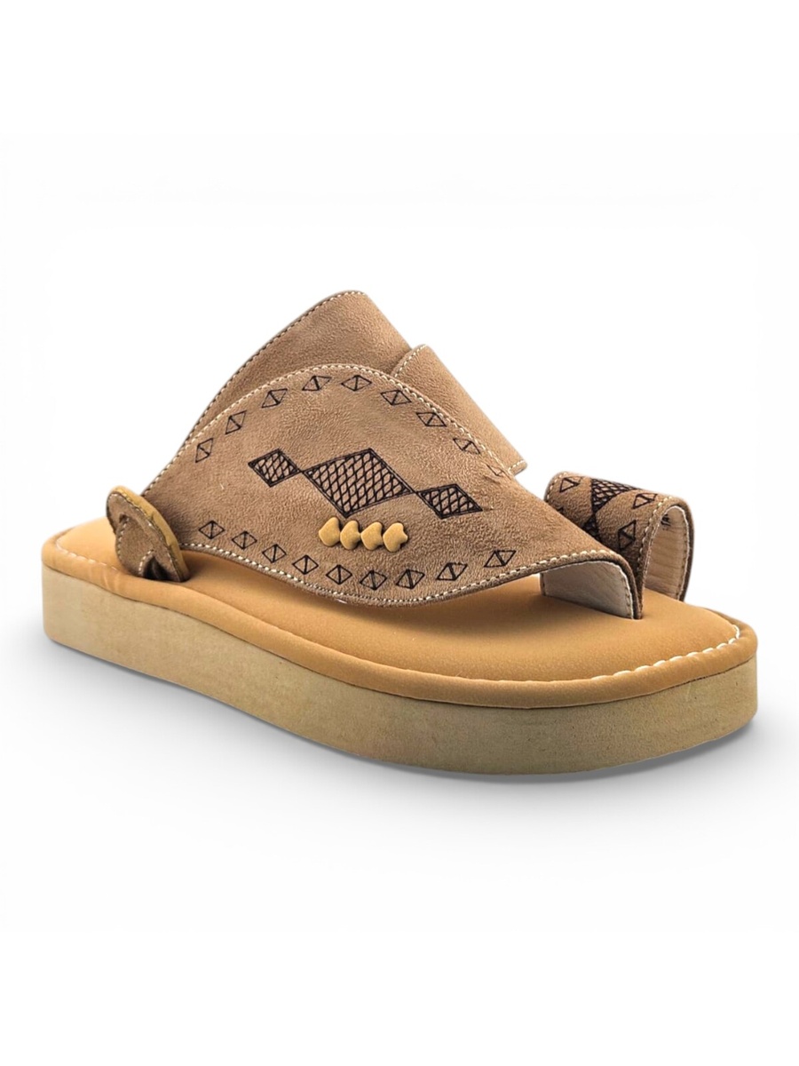 Boys Beige Toe-Post Comfort Arabic Slippers