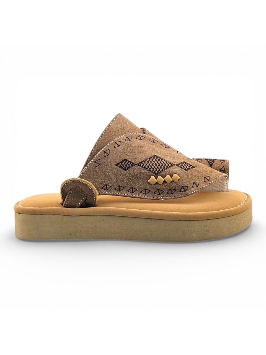 Boys Beige Toe-Post Comfort Arabic Slippers
