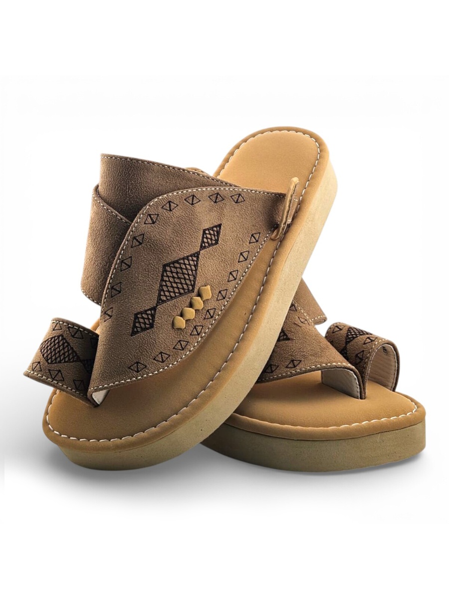Boys Beige Toe-Post Comfort Arabic Slippers