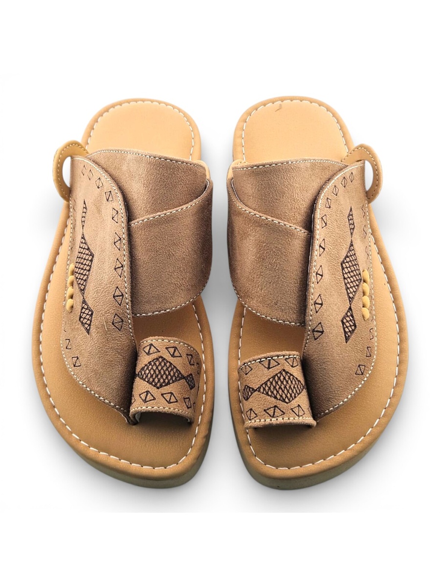 Boys Beige Toe-Post Comfort Arabic Slippers