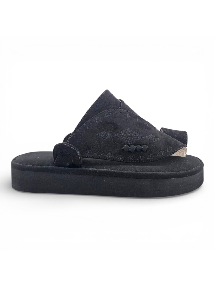Boys Black Toe-Post Comfort Arabic Slippers