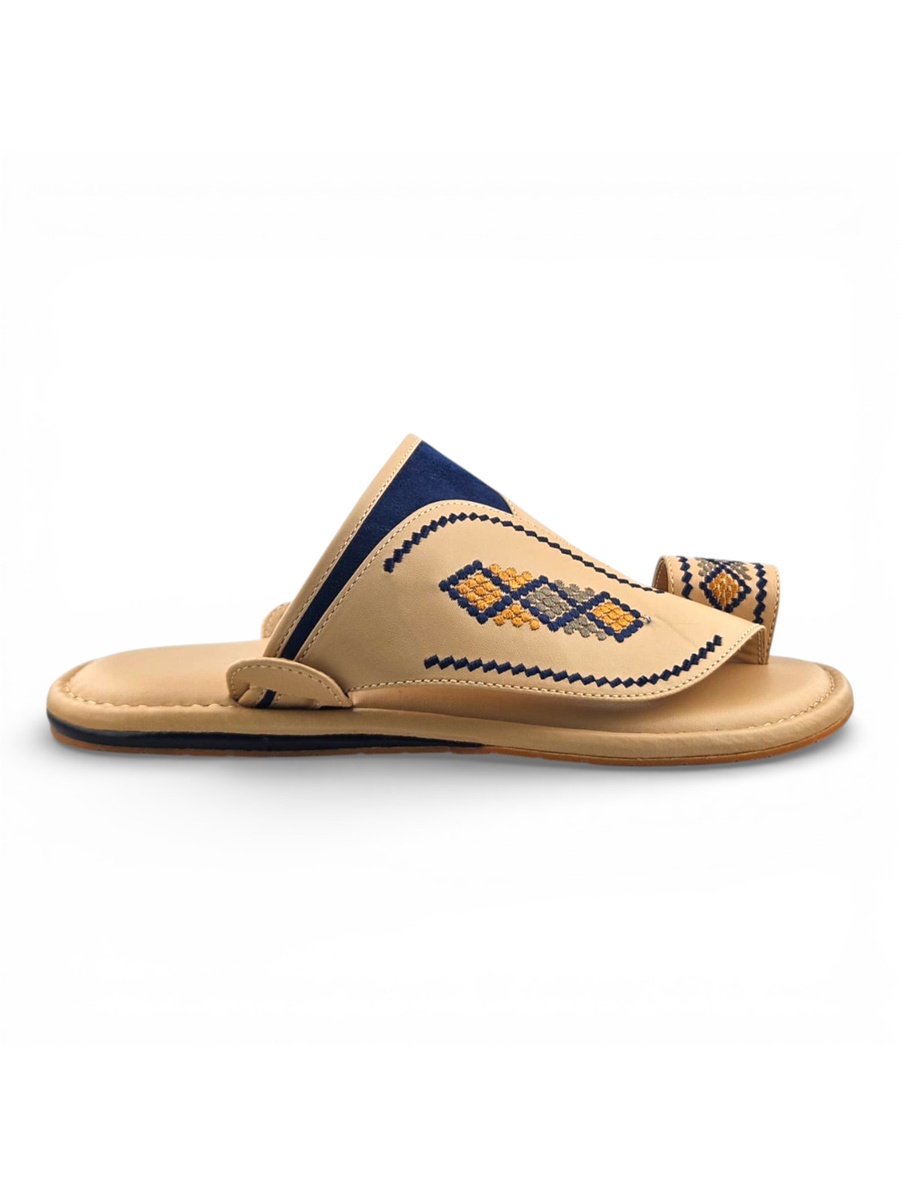 Men Beige Embroidered Arabic Sandals