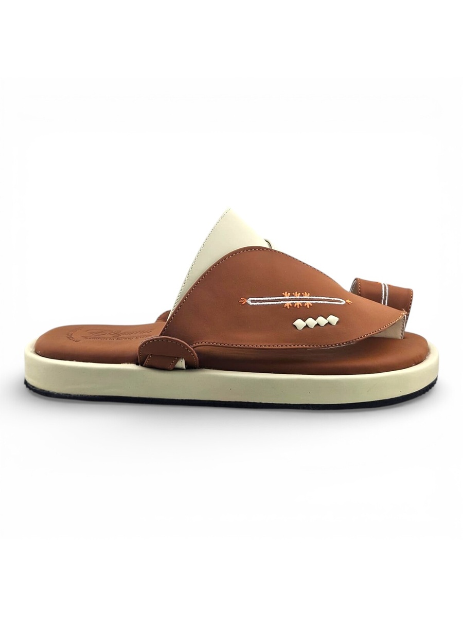 Men Mustard Leather Thobe Sandals