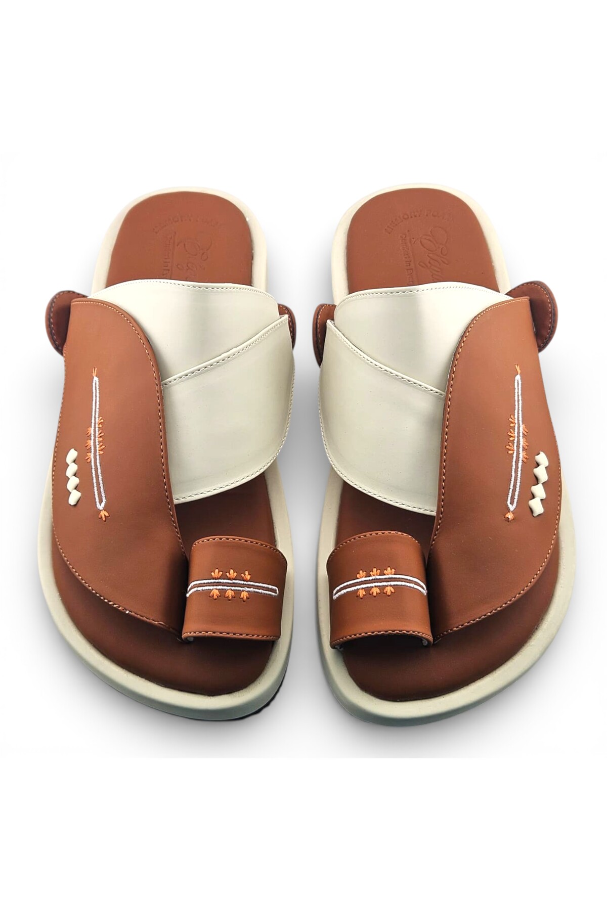 Men Mustard Leather Thobe Sandals