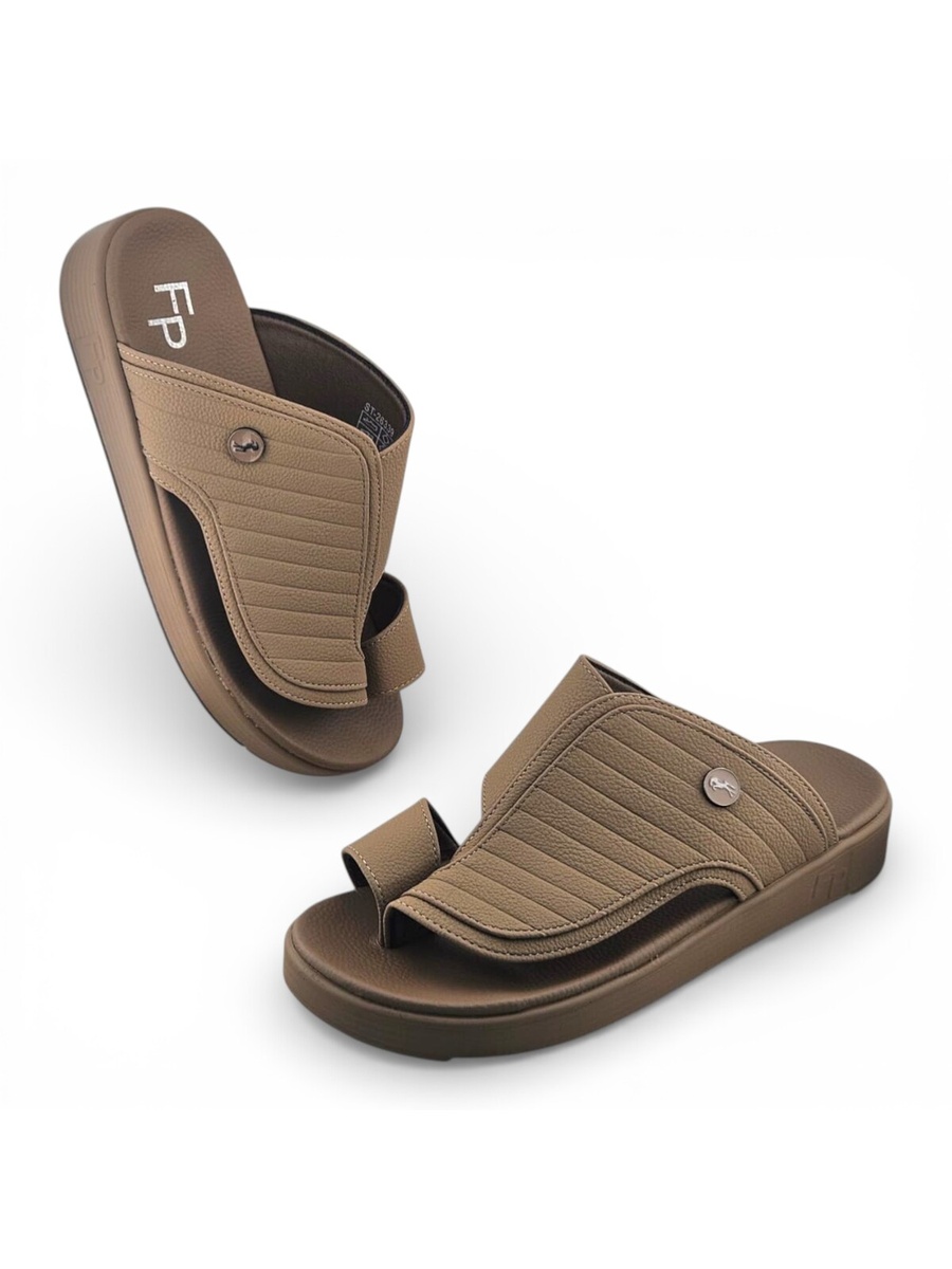 Men Khaki Comfort Slip-On Sandals
