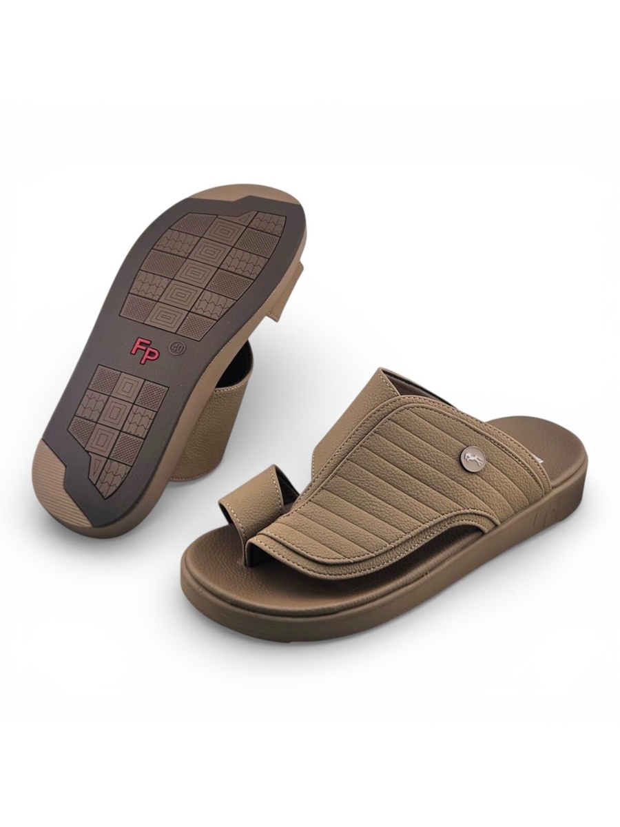 Men Khaki Comfort Slip-On Sandals