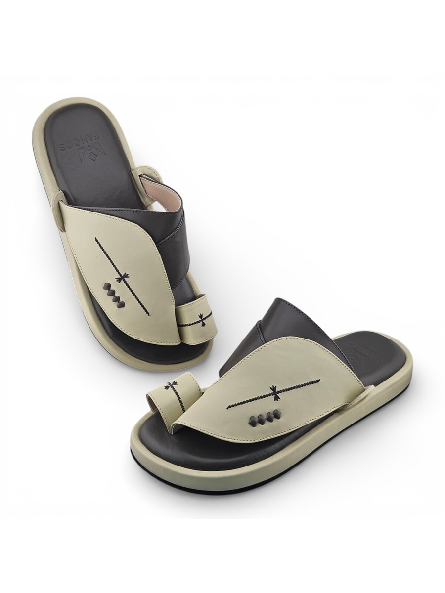 Men Cream Comfort Slide Sandals - Casual and Stylish