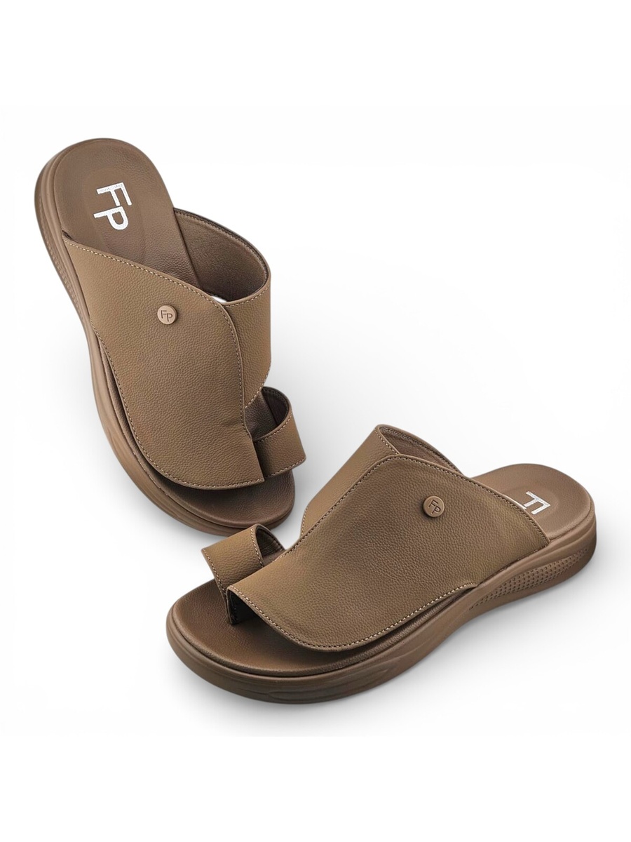Men Khaki Comfort Slip-On Sandals