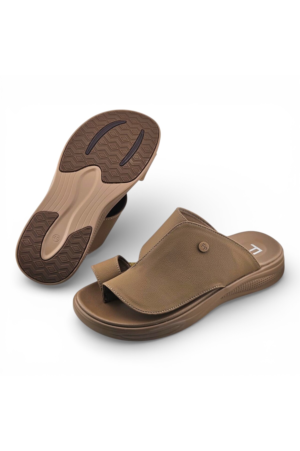 Men Khaki Comfort Slip-On Sandals