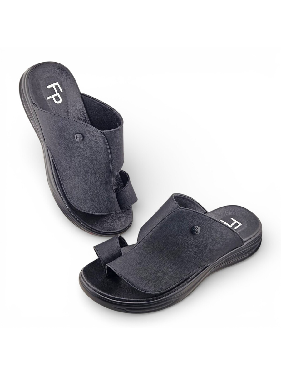 Men Black Comfort Thong Sandals