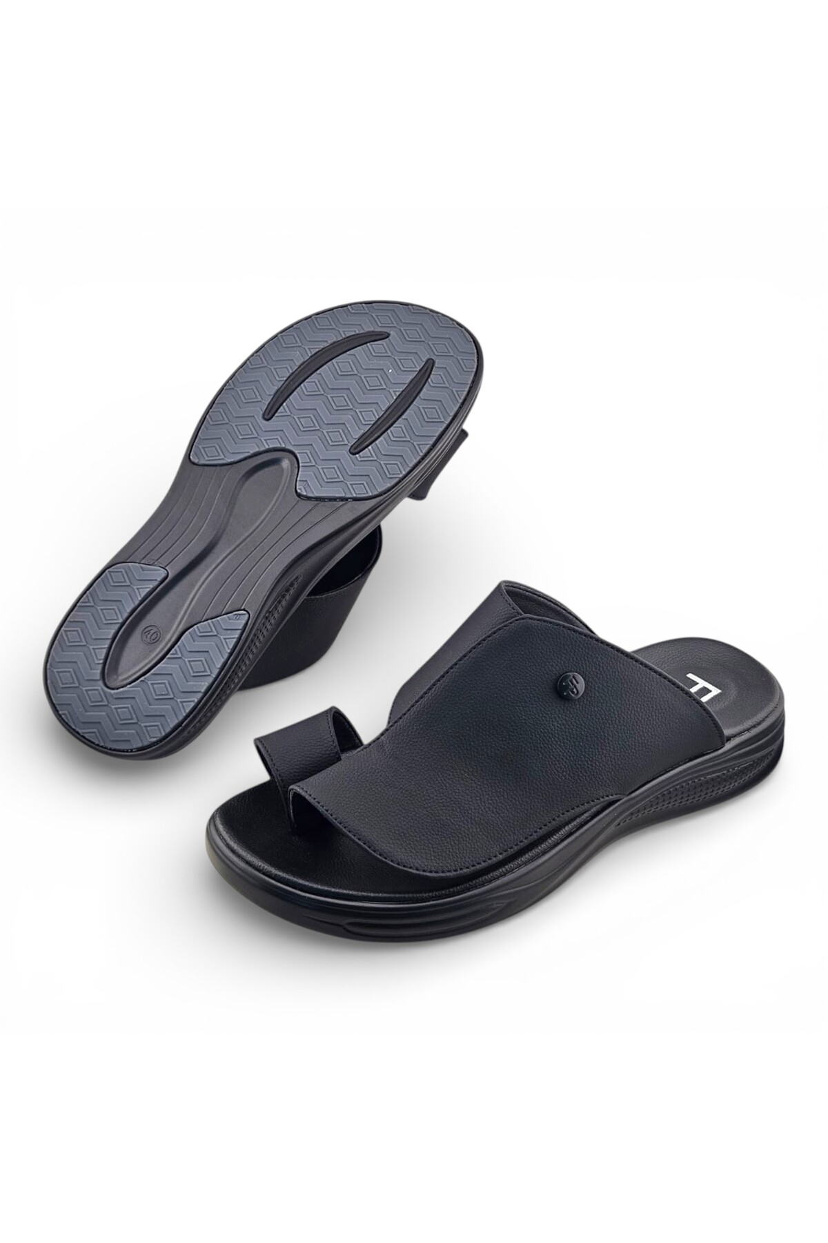 Men Black Comfort Thong Sandals