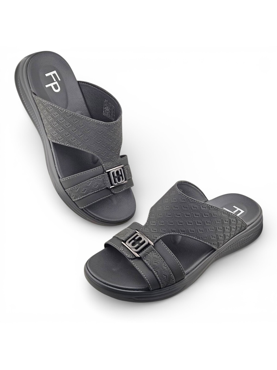 Men Grey Casual Slip-On Sandals - Comfort Thobe Footwear
