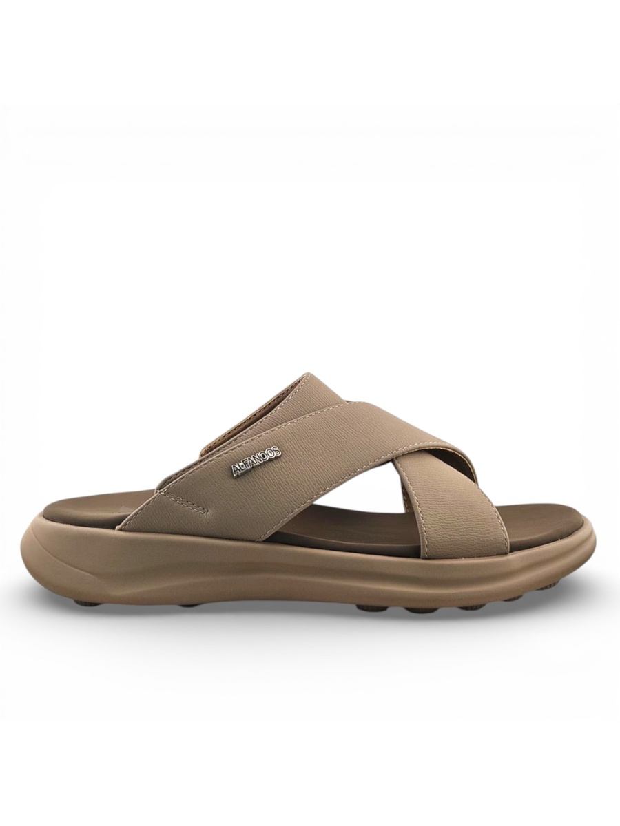 Men Beige Cross-Strap Casual Sandals
