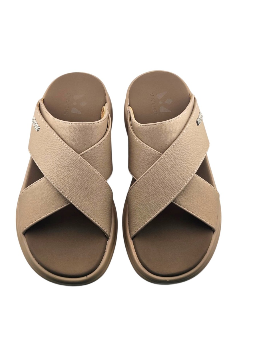 Men Beige Cross-Strap Casual Sandals