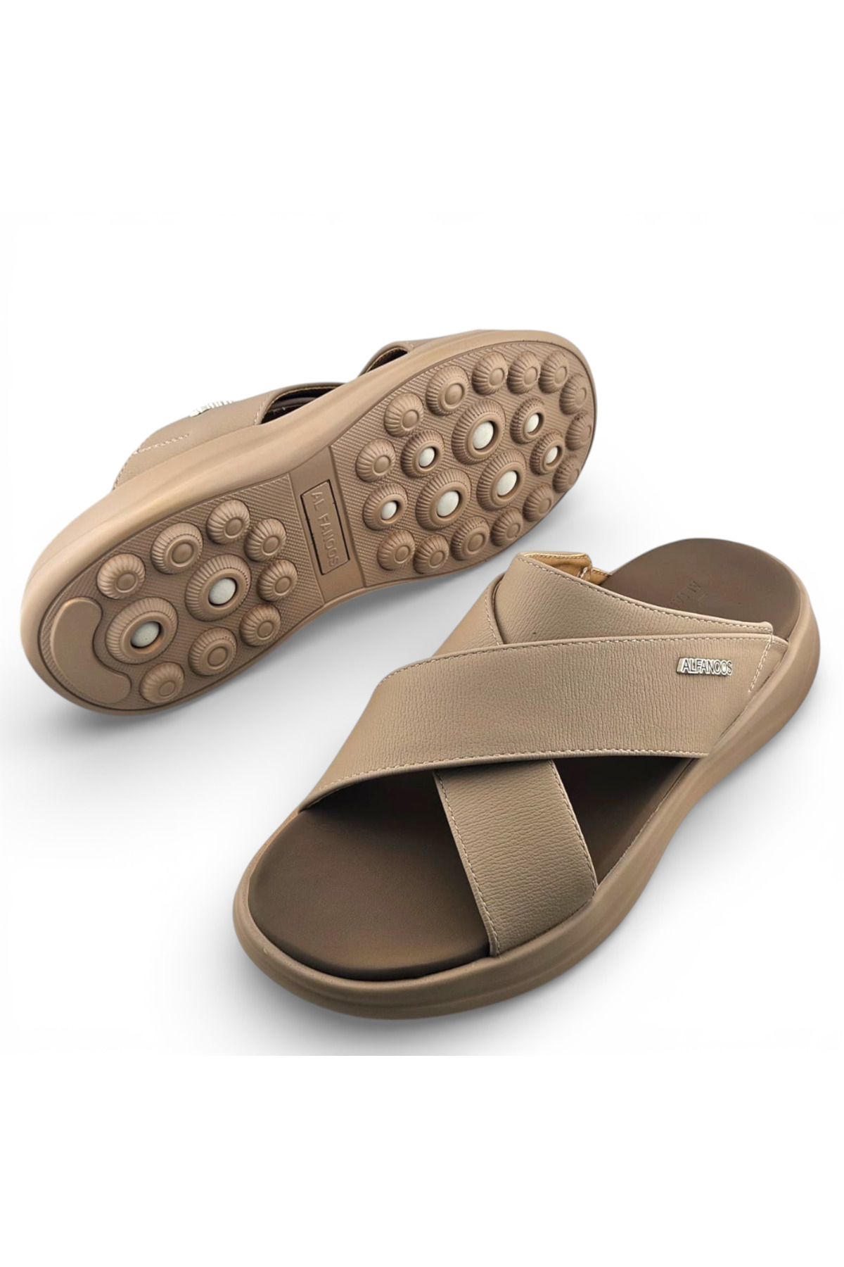 Men Beige Cross-Strap Casual Sandals