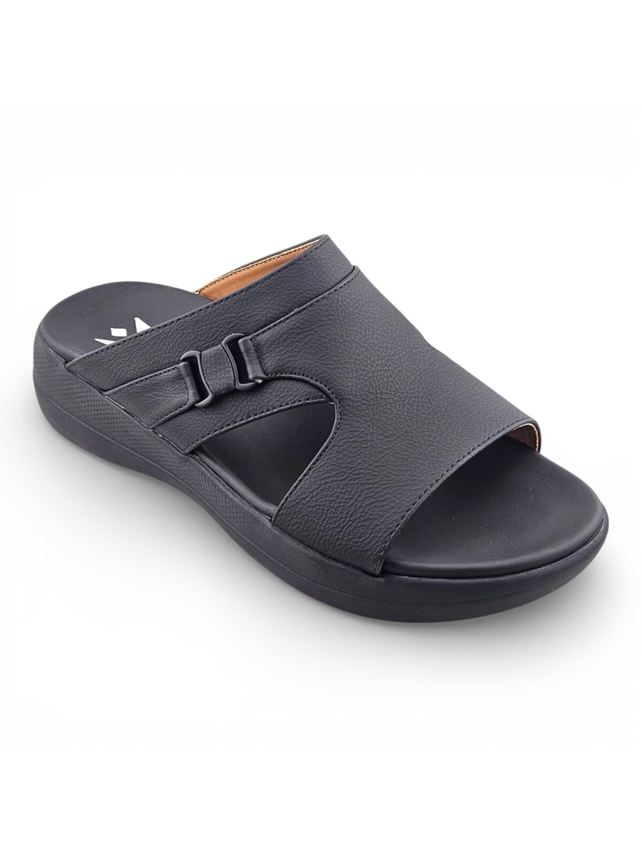Men Black Casual Comfort Sandals - Slip-On Design