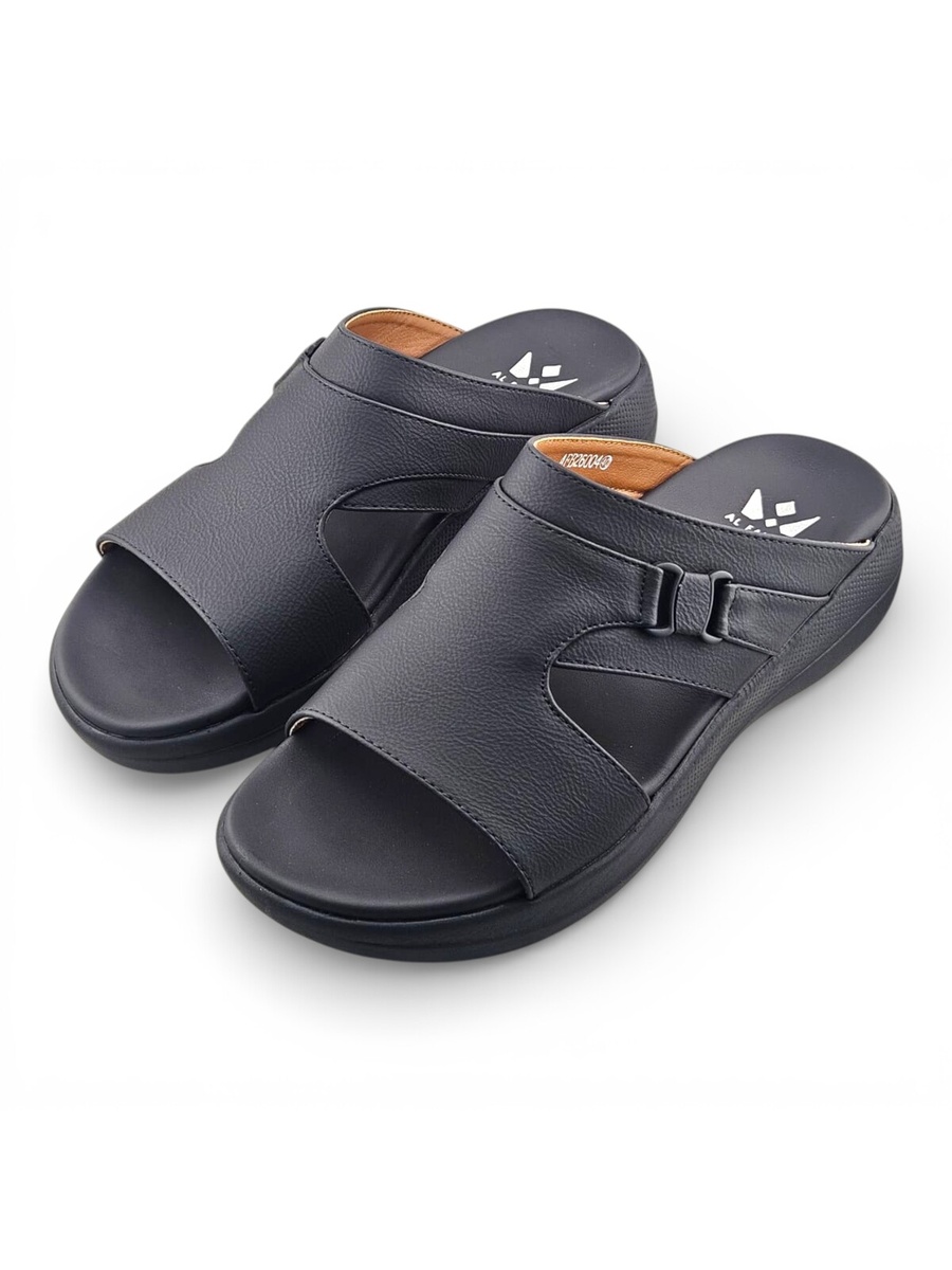 Men Black Casual Comfort Sandals - Slip-On Design