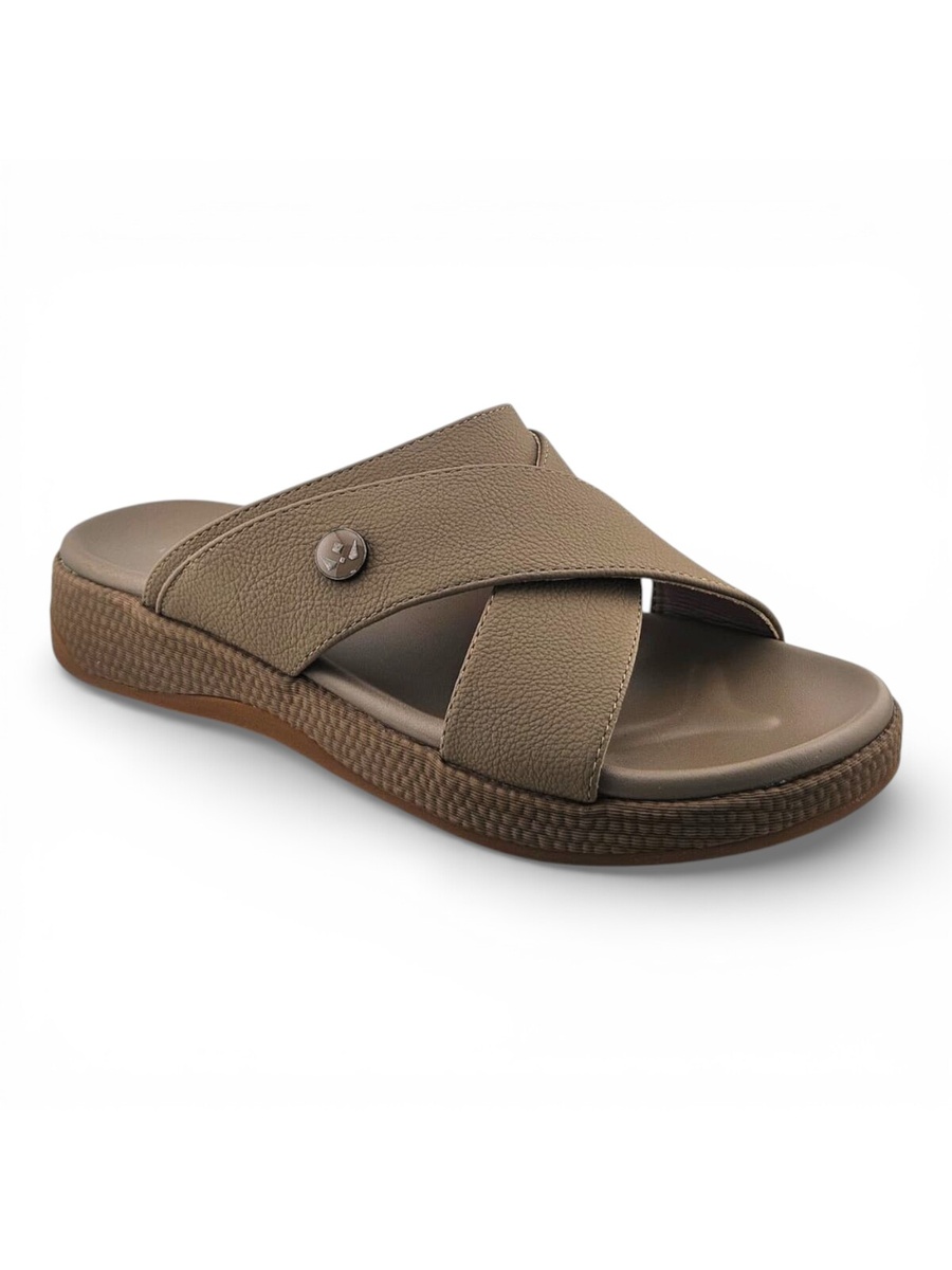 Men Khaki Casual Cross-Strap Sandals