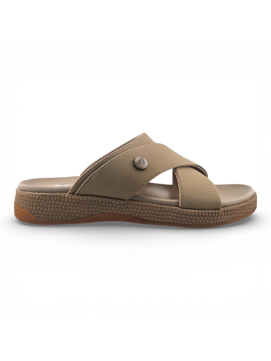 Men Khaki Casual Cross-Strap Sandals