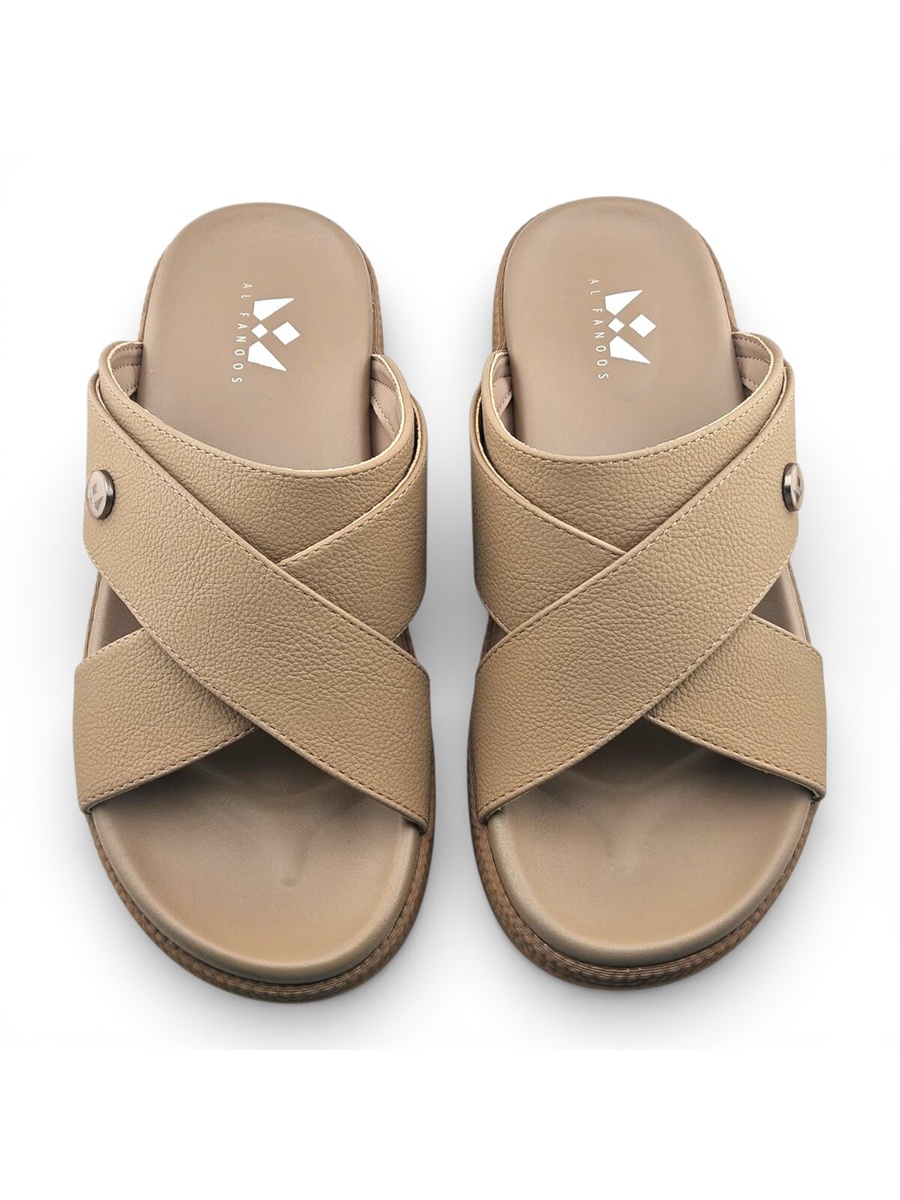 Men Khaki Casual Cross-Strap Sandals