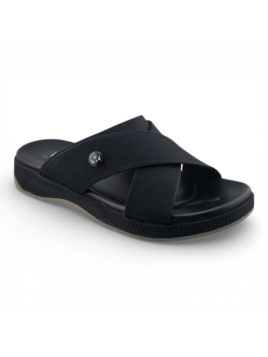 Men Black Casual Cross-Strap Sandals