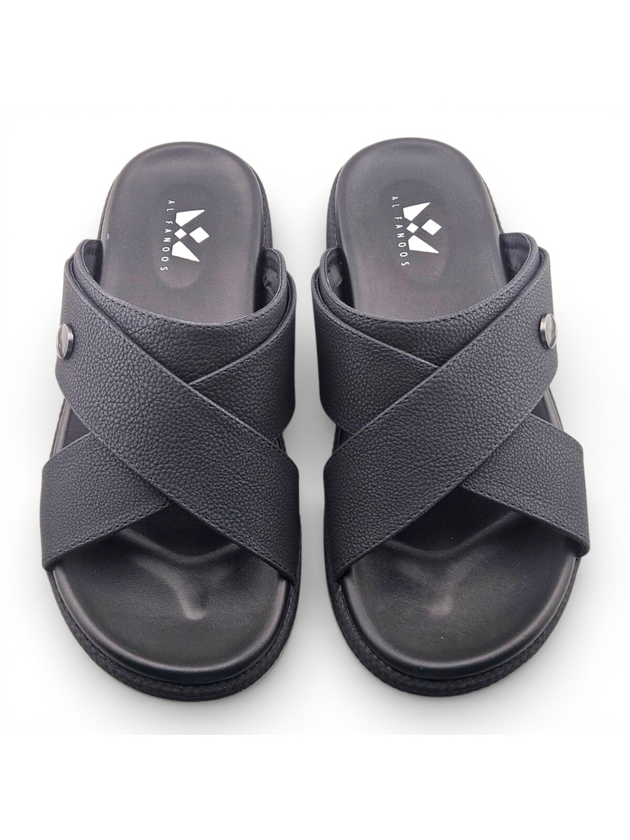 Men Black Casual Cross-Strap Sandals