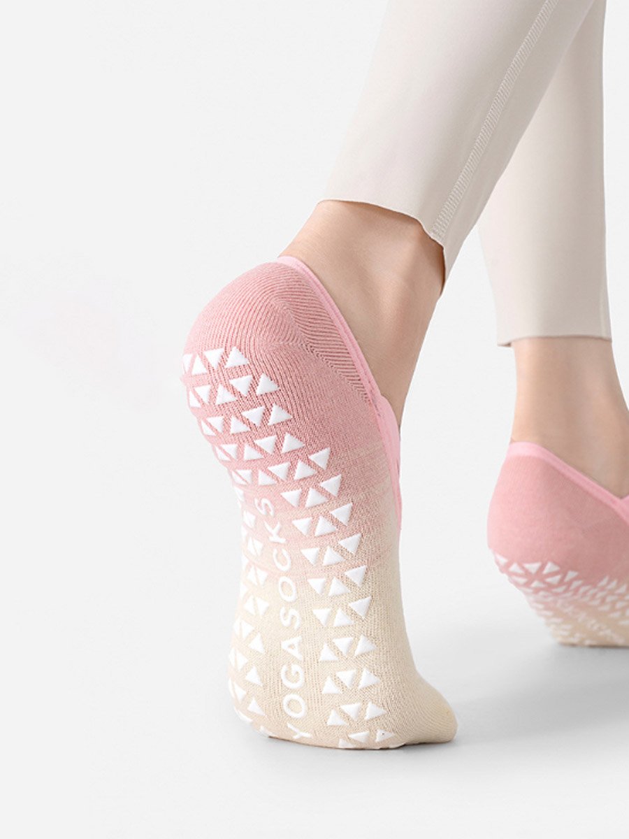 Multi-Color Silicon Pad Contrast Cross Over Strap Yoga Socks
