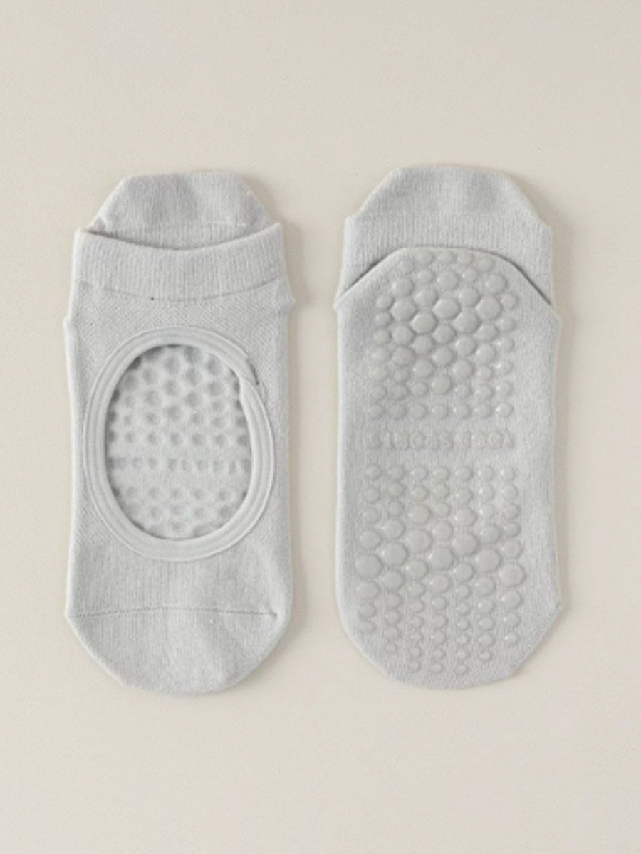 Grey Peep Silicon Pad Active Yoga Socks