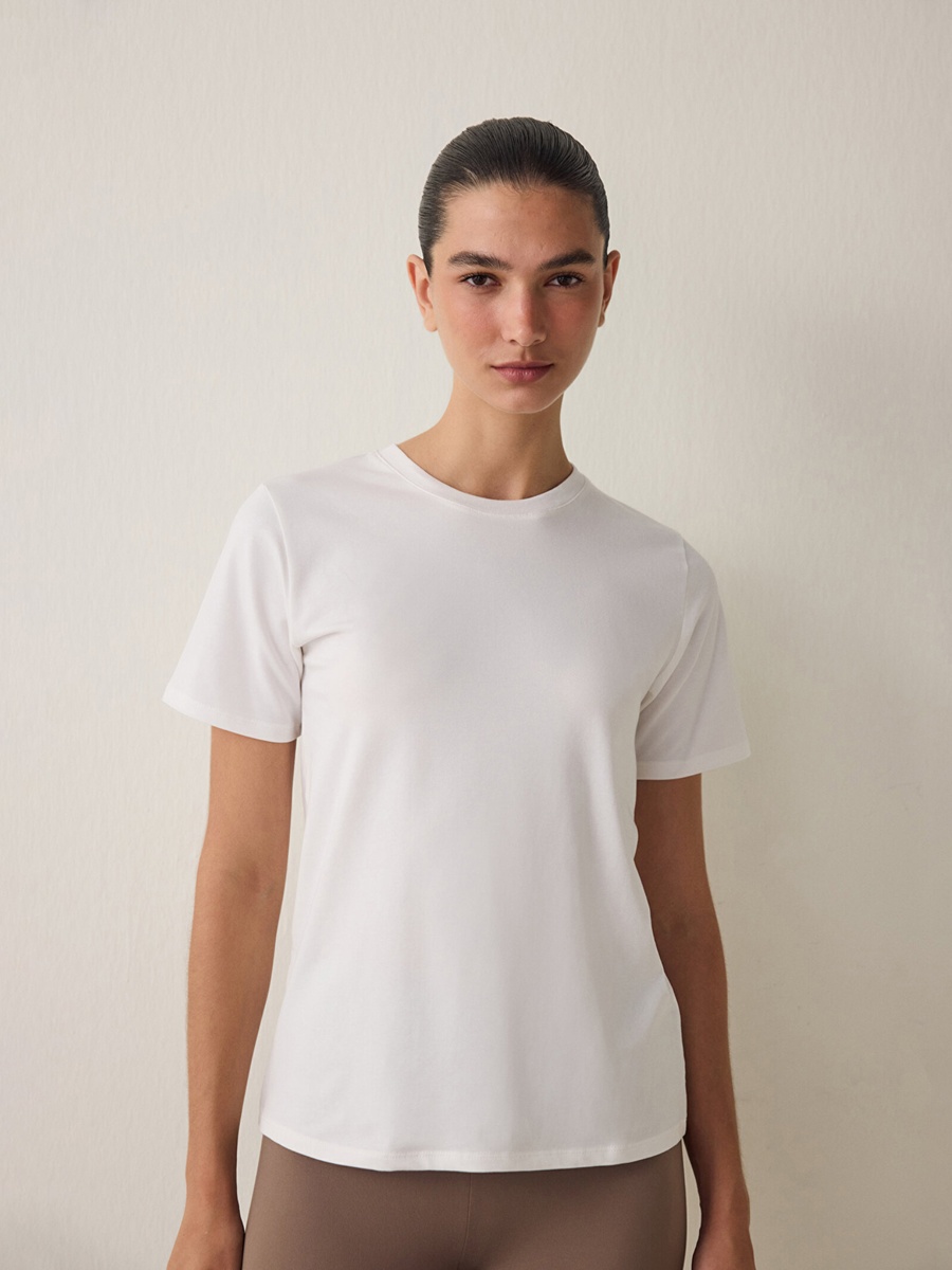 White Cotton Basic Regular Fit T-Shirt