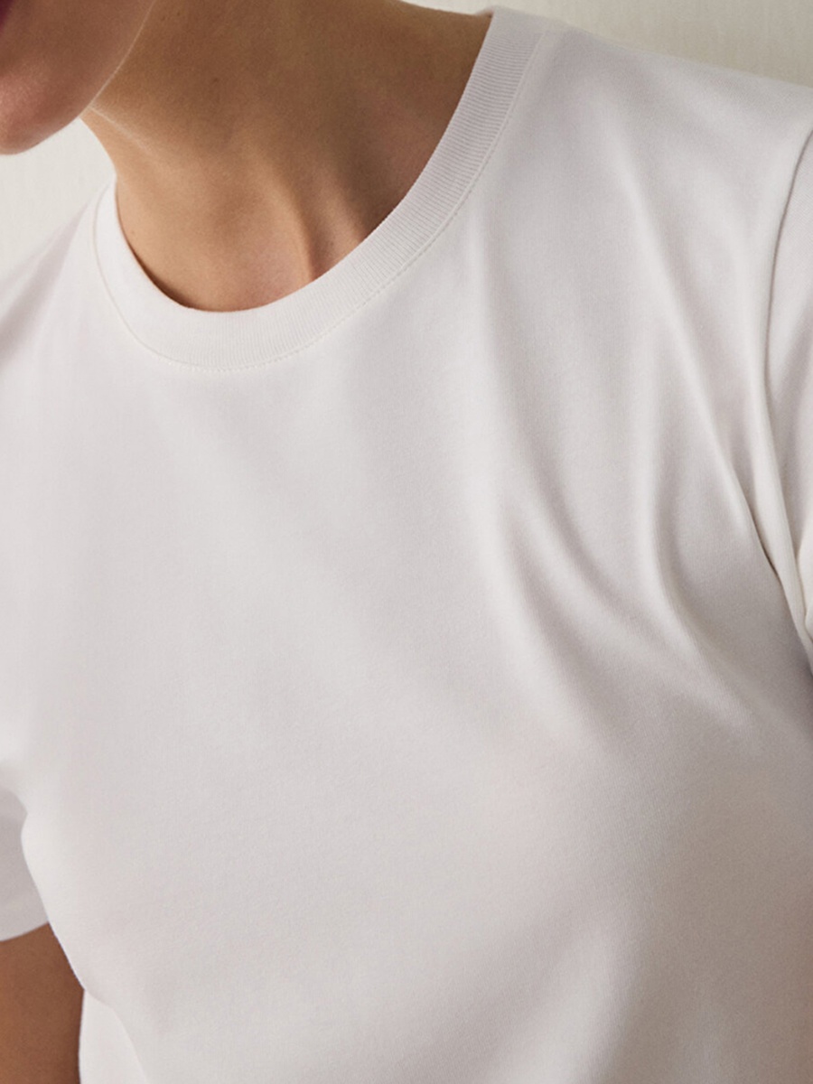 White Cotton Basic Regular Fit T-Shirt