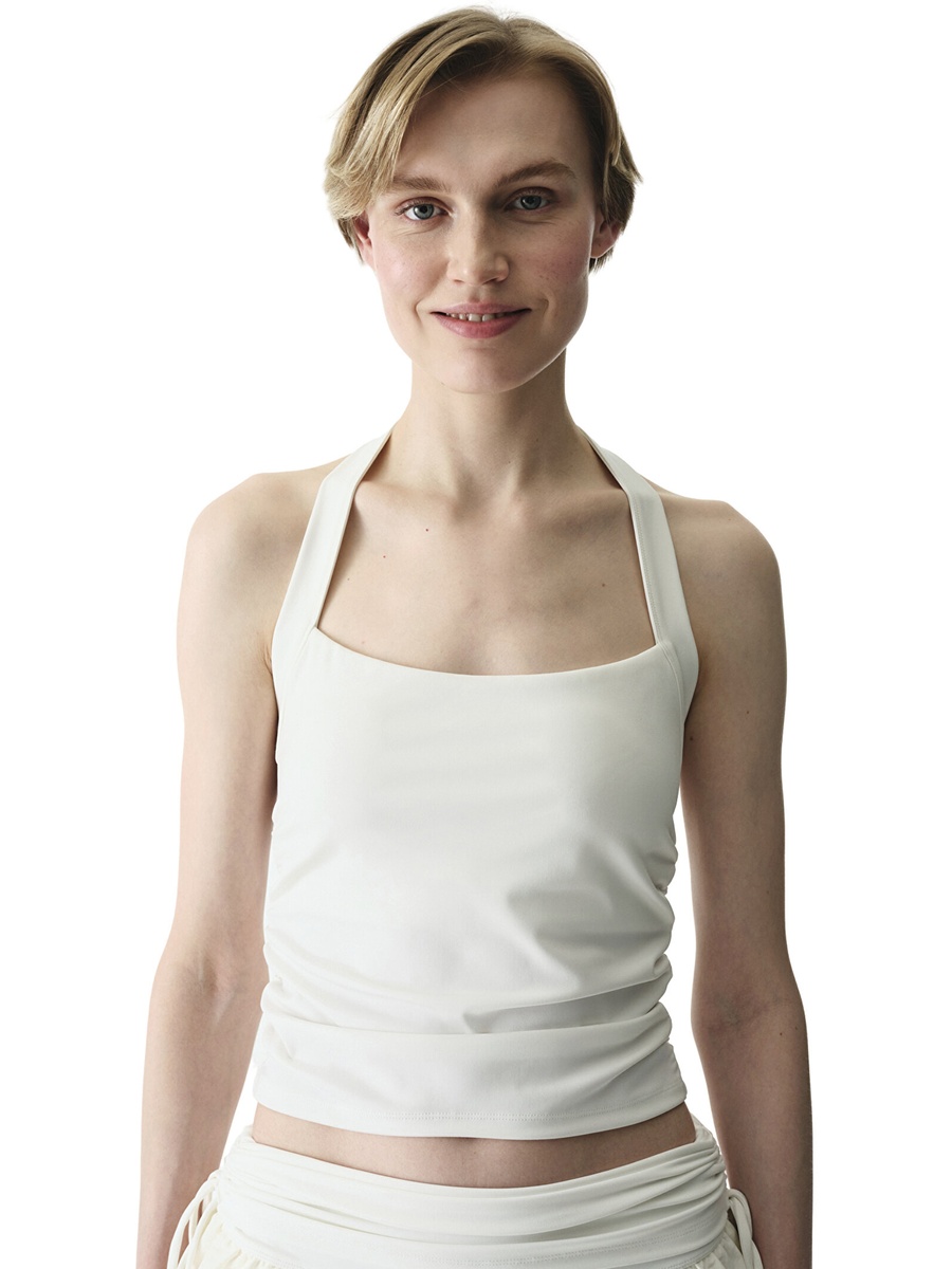 White Easy-Care Sports Cloud Halter Neck Top