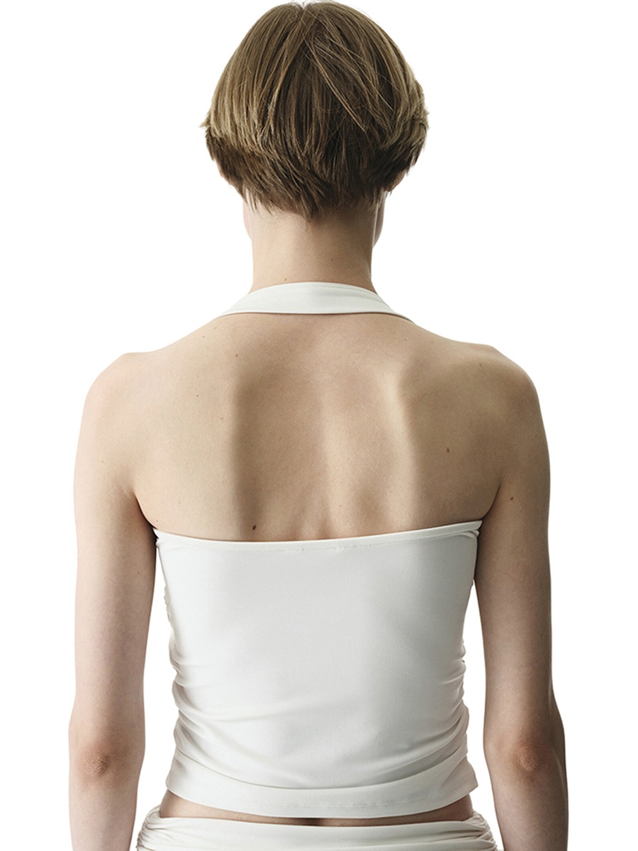 White Easy-Care Sports Cloud Halter Neck Top